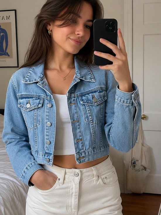 Cheap Monday Jackets & Blazers - Cheap Monday Cropped Light Wash Denim Jacket Size Small